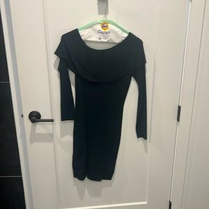 Club Monaco off the shoulder emerald sweater dress